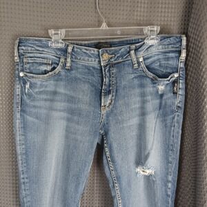 Silver Jeans Co. Elyse Ankle Slim Distressed Ripped Frayed Women's Jeans W32/L27